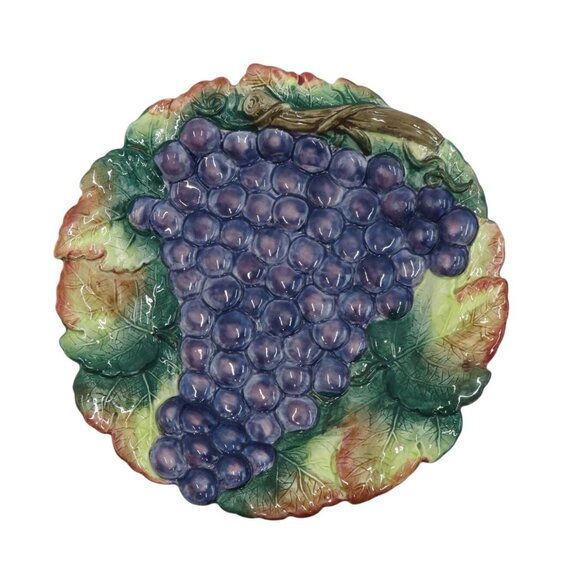 Fitz and Floyd GRAPEVINE Ironstone 10" Wall Plate Grapes Vintage - Picture 1 of 10
